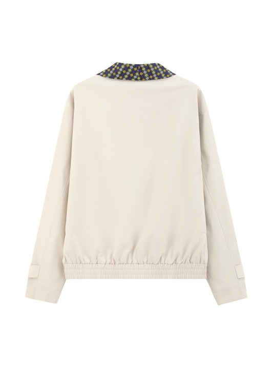 Ivory Geometry-Collar Jacket — back view