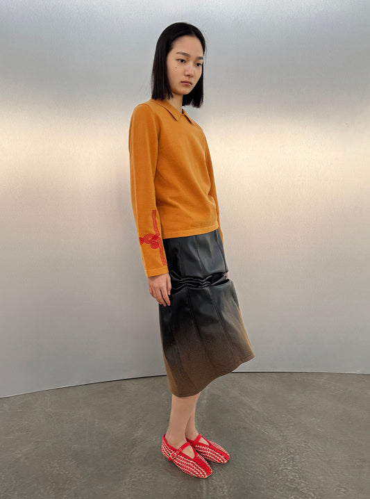 Tazarine Formed Leather Skirt