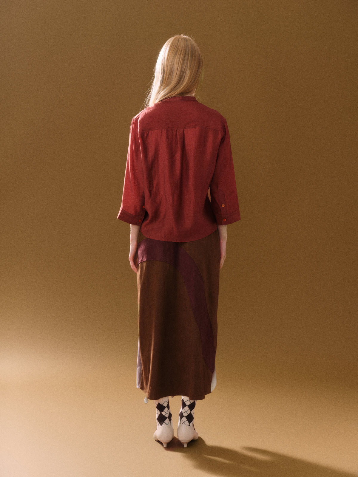 Terracotta Tie-Neck Blouse