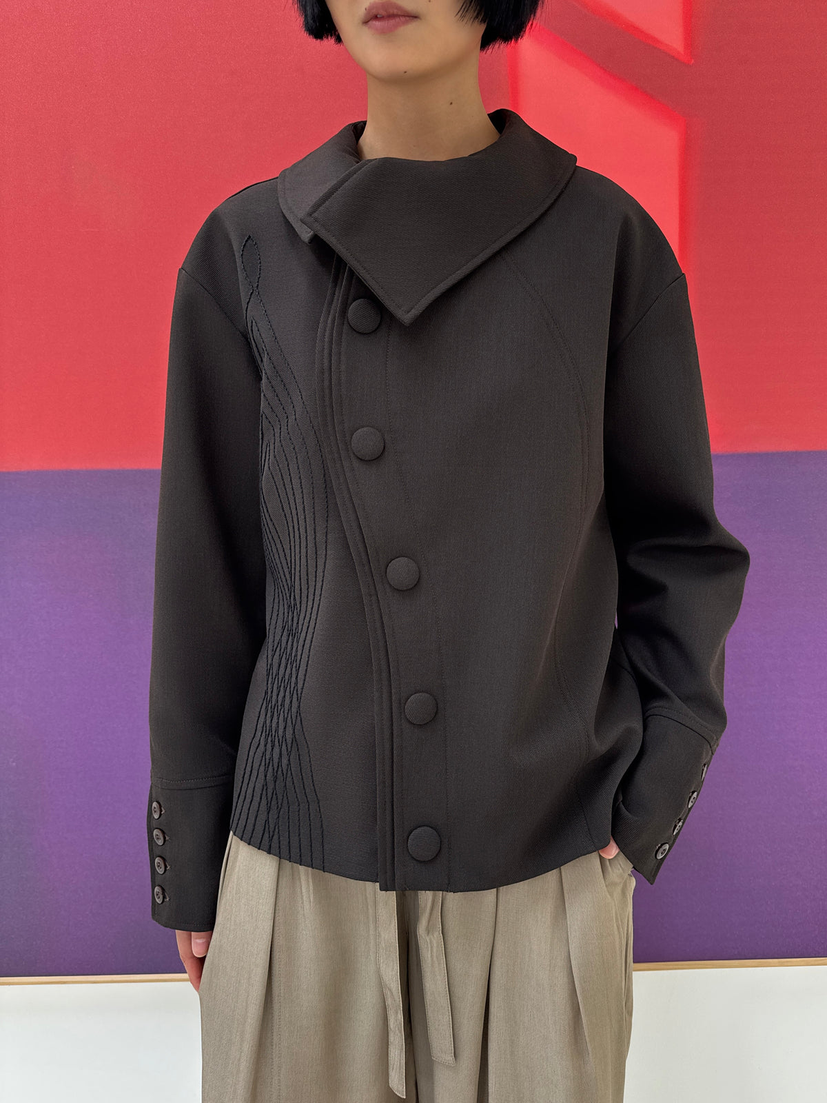 Mfassla Asymmetric Wide-Collar Blazer