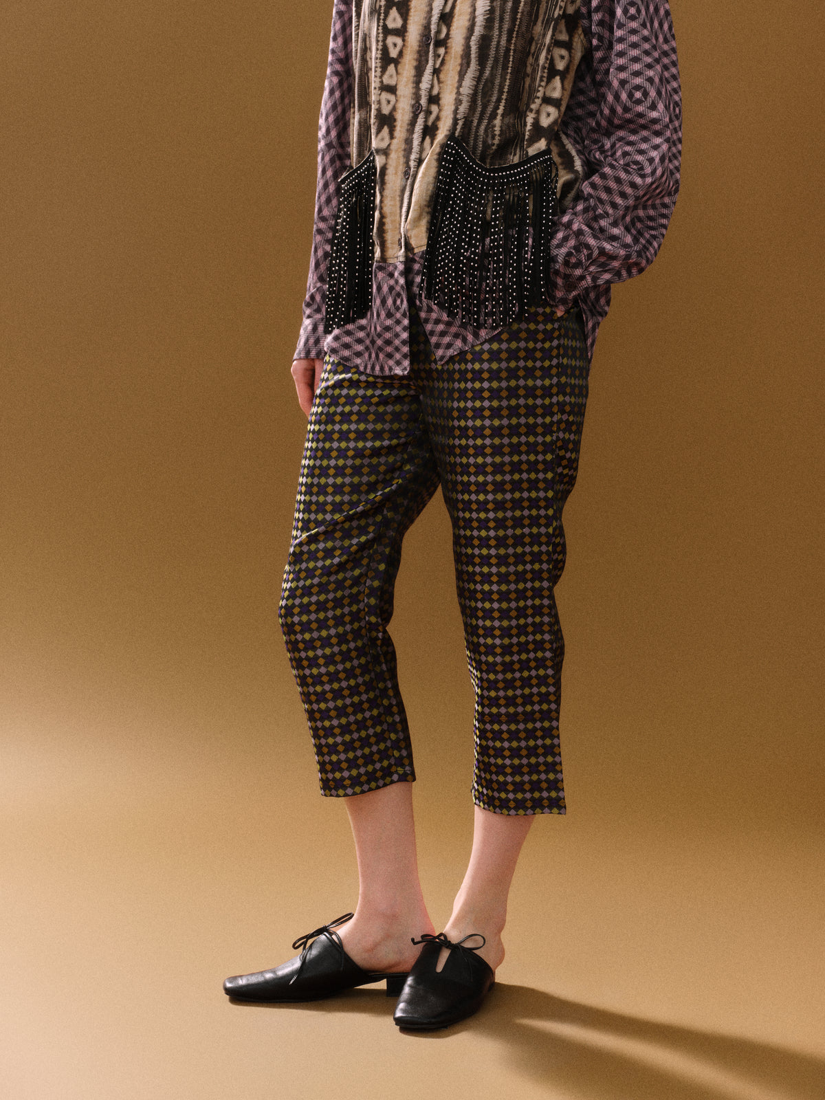 Geometry Jacquard Straight-Leg Trousers