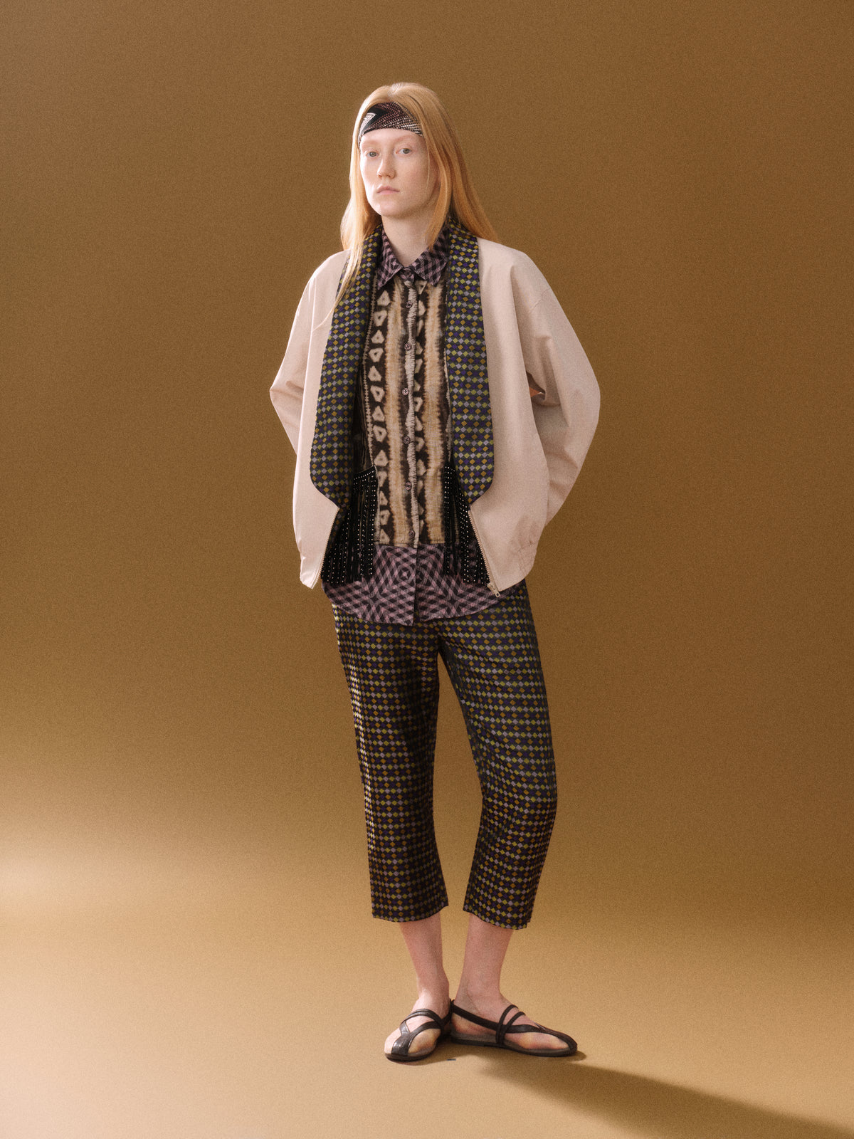 Geometry Jacquard Straight-Leg Trousers