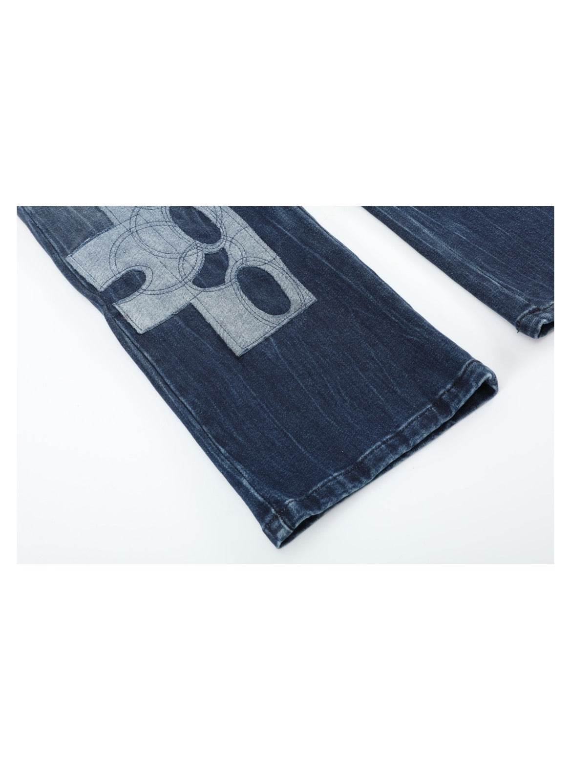 Indigo Abstract Patch Wide-Leg Jeans — detail 6