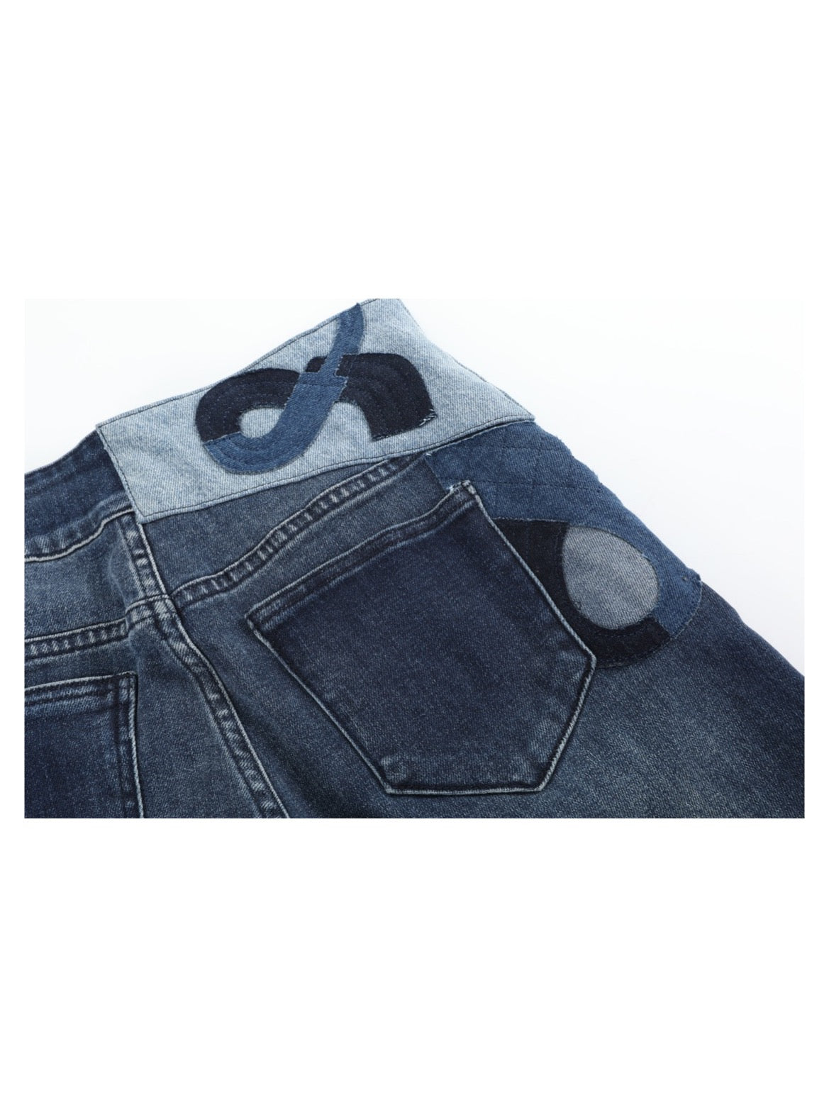 Indigo Abstract Patch Wide-Leg Jeans — detail 7