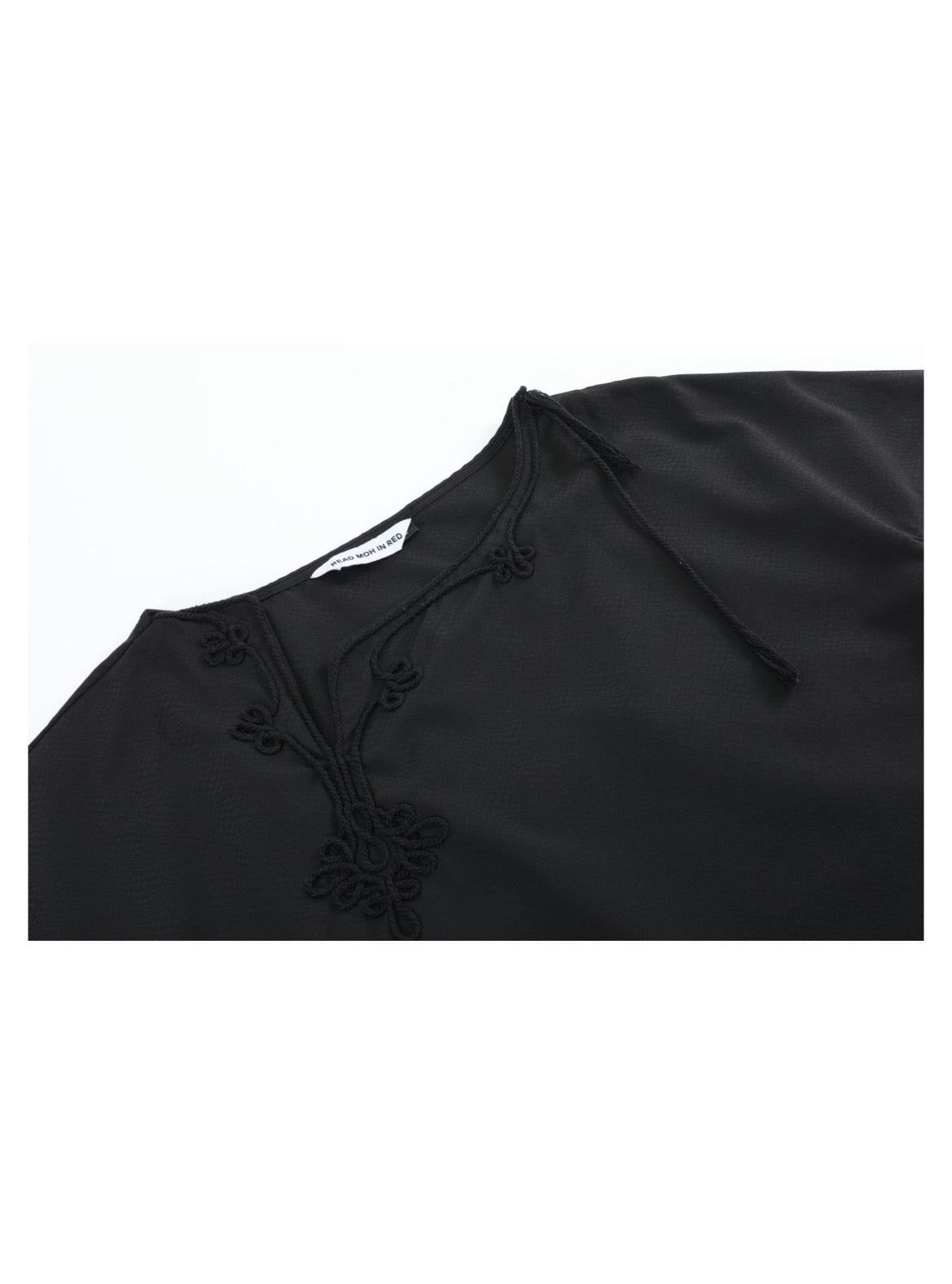 Black Asymmetric Knot-Neck Top — detail 1