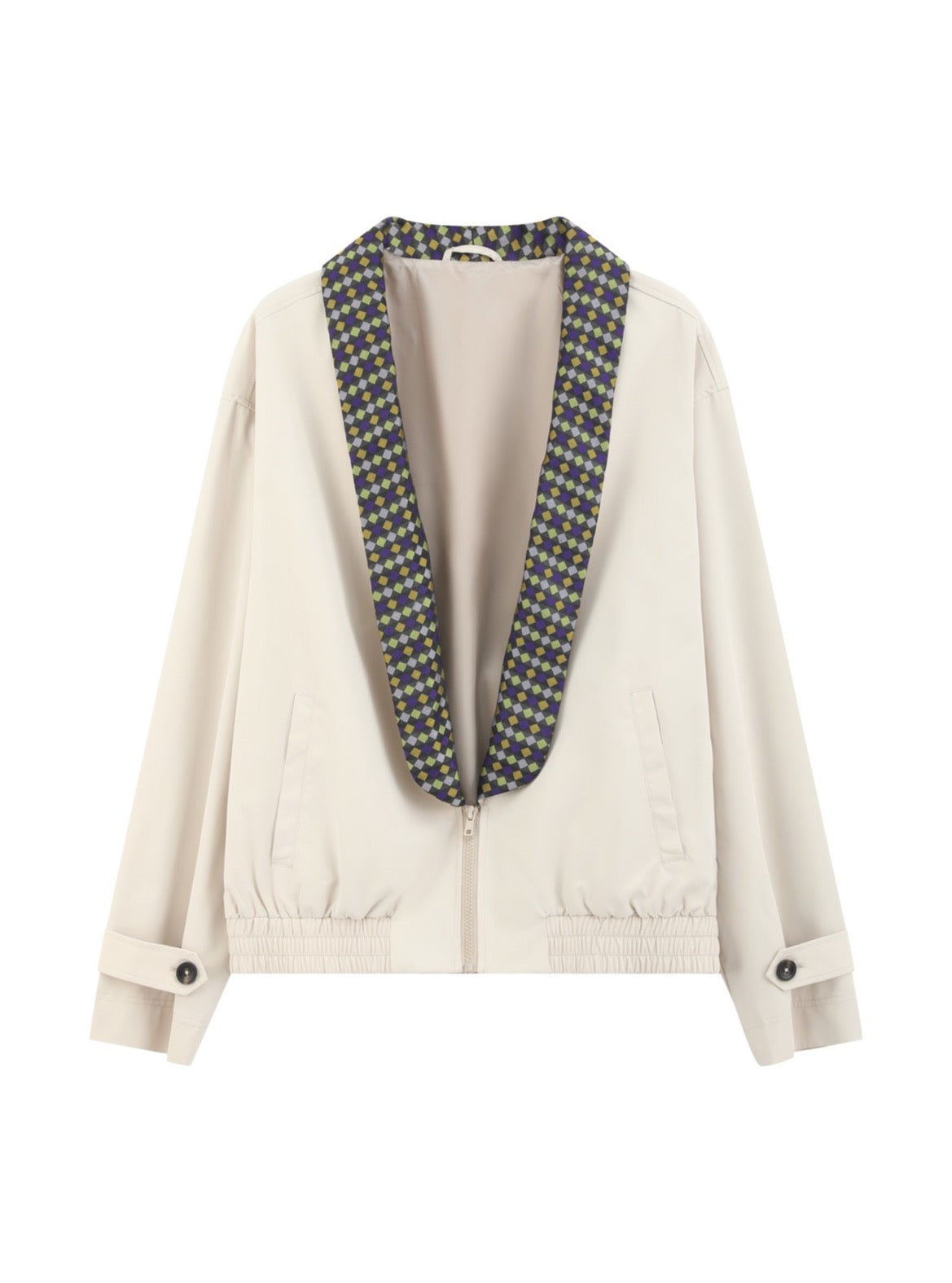Ivory Geometry-Collar Jacket — front view