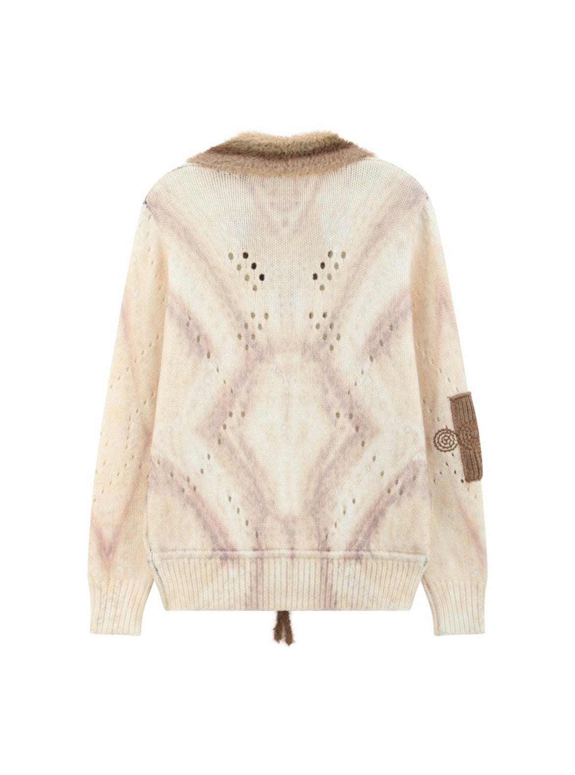 Cream Diamond Knit Sweater — back view