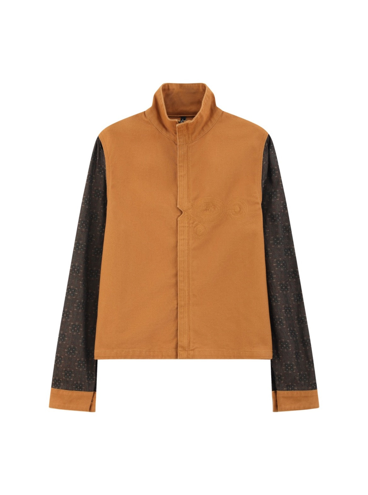 Ochre Contrast-Sleeve Jacket — front view
