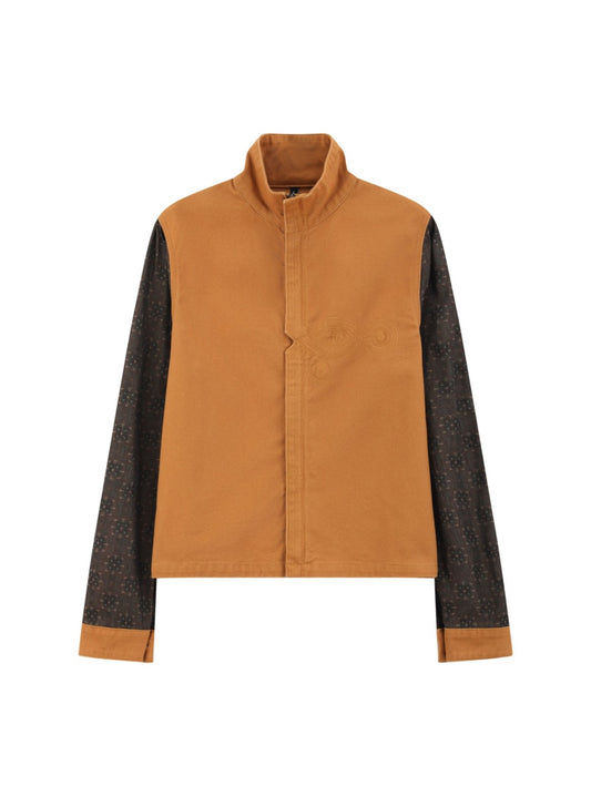 Ochre Contrast-Sleeve Jacket — front view