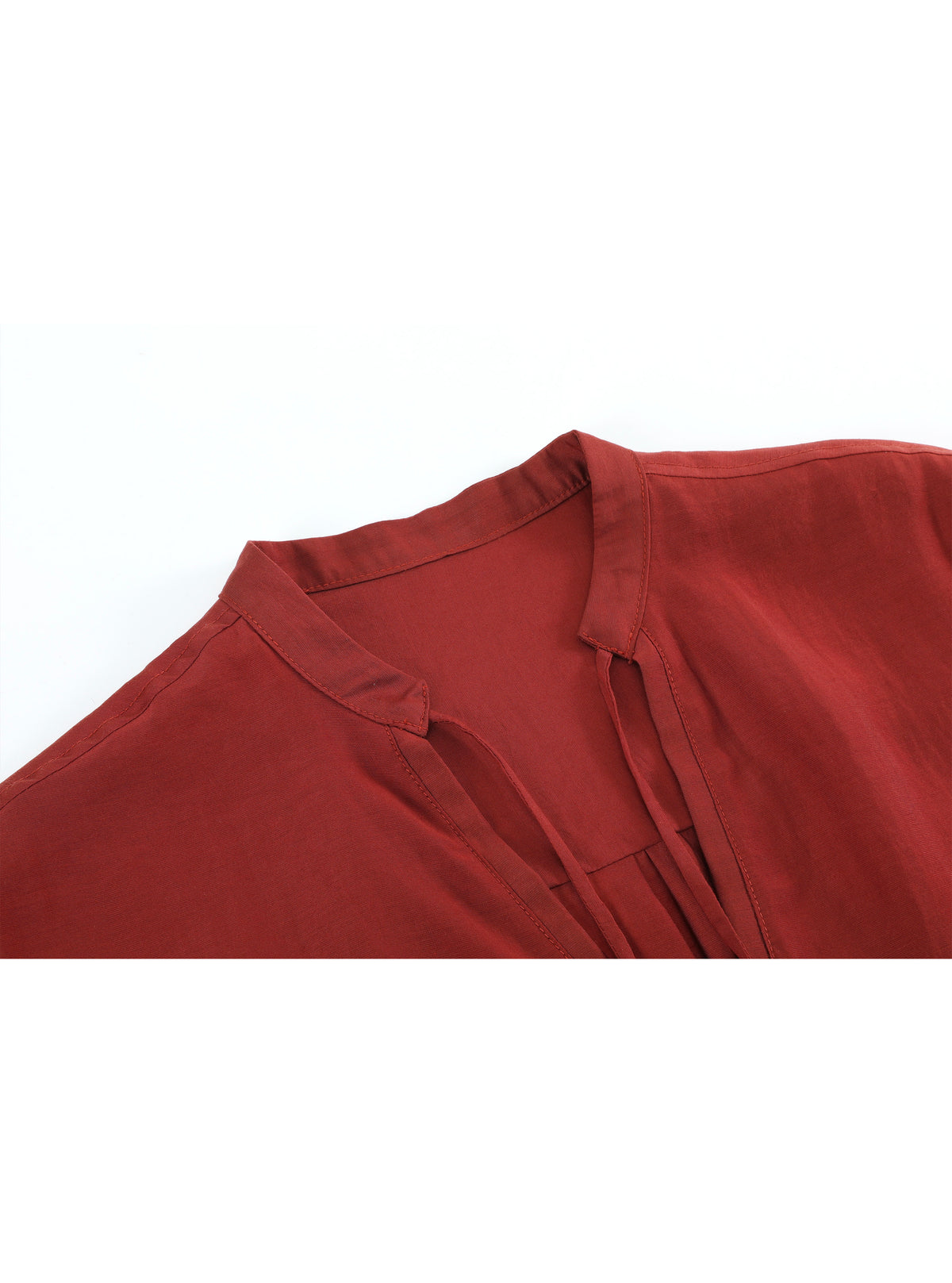 Terracotta Tie-Neck Blouse