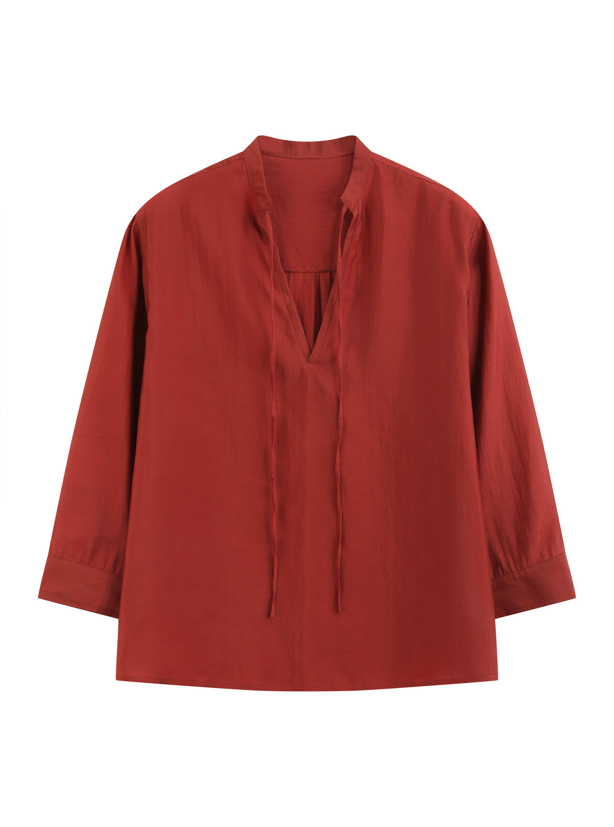 Terracotta Tie-Neck Blouse
